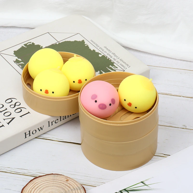 

1 Set Simulation Pig Yellow Duck Stuffed Bun Squeeze Toy Decompression Toy