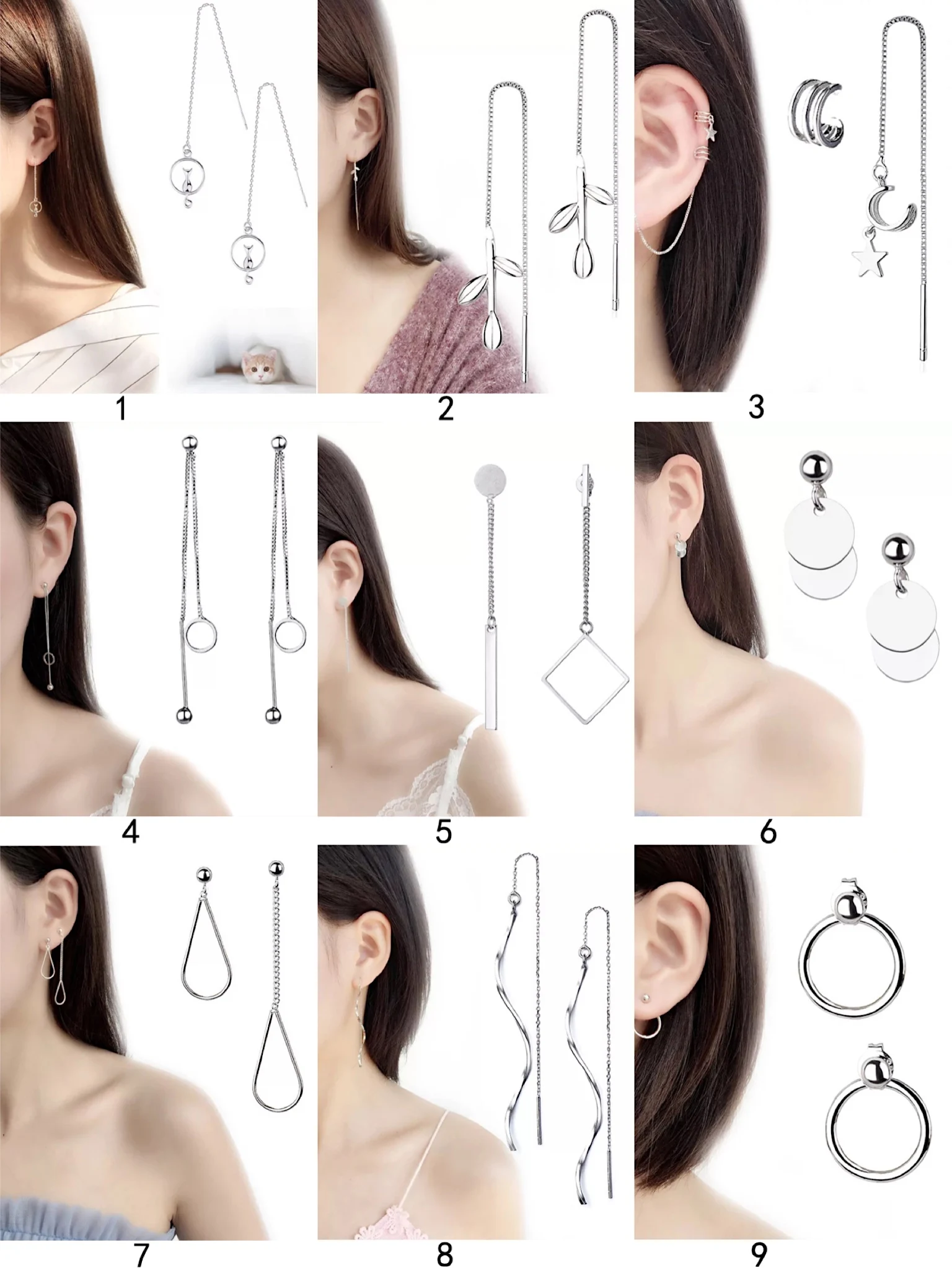 Серебряные цветные длинные серьги с кисточками блестящие Висячие для женщин