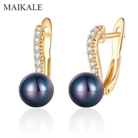 maikale classic blackredwhite pearl earrings for women cubic zirconia stud earrings with pearl cz wedding party jewelry gifts