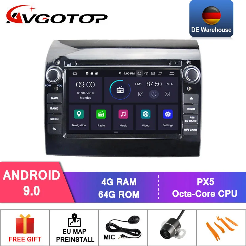 Нет в наличии! AVGOTOP 4 + 64 ГБ Автомобильный dvd плеер для FIAT DUCATO Android 9 0 система