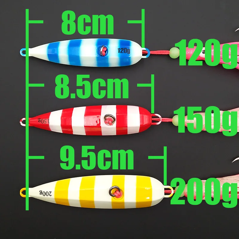 Светящаяся металлическая медленная морская приманка Lunker смоку 120 г 150 200 в виде