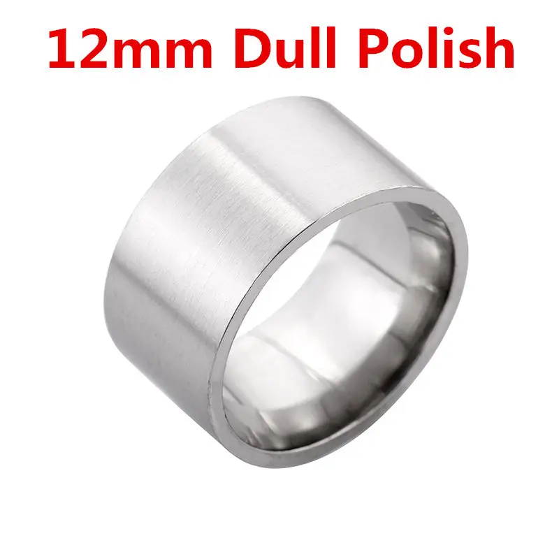 18 мм тусклый черный титан кольцо для мужчин - Цвет основного камня: 12mm Dull Silver