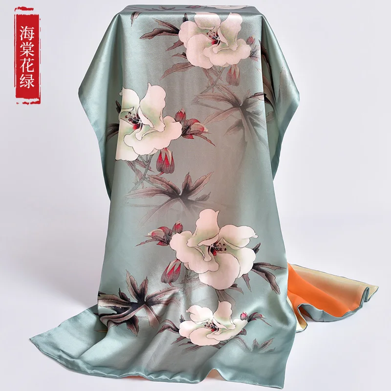 

★female Chinese dress with a shawl in the spring and autumn elegant long joker for middle-aged mom mulberry silk scarves