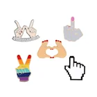 Жест эмалевые булавки Забавный средний палец Радуга пальцы лацкан Броши Кнопка значок мультфильм Ювелирные изделия Подарки для женщин мужчин