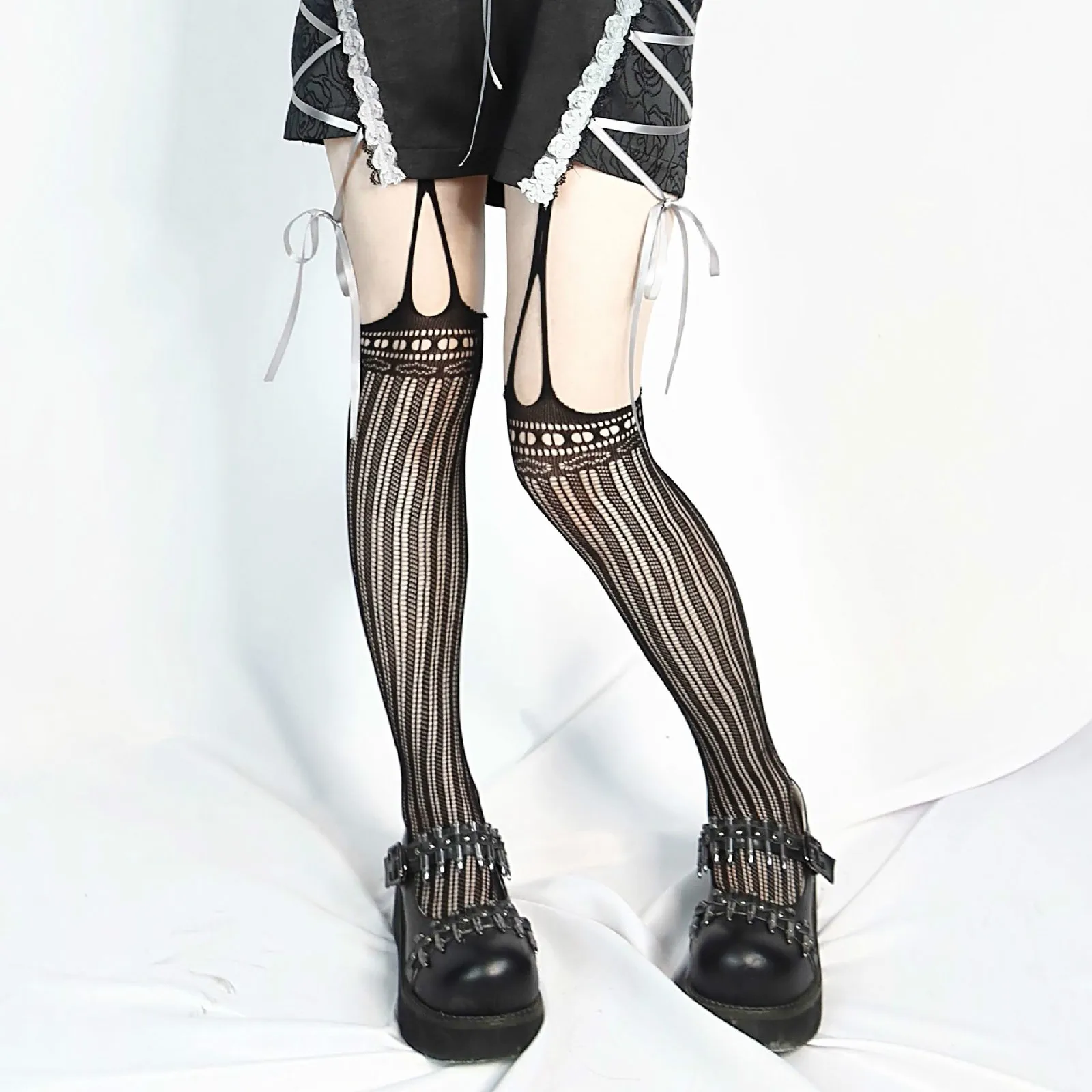 

Shengrenmei Women Tights Sexy Lingerie Stockings Hot Thigh Sheer Tights Open Crotch Pantyhose Cosplay Black Fishnet Stockings