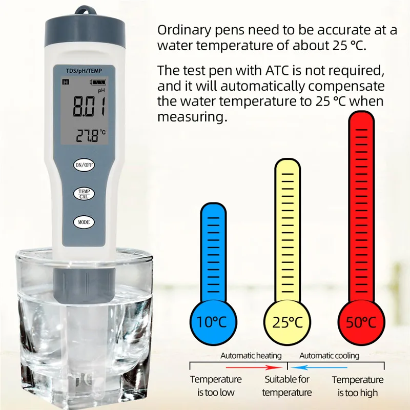 Профессиональный Цифровой тест воды er 4 в 1/3 в 1 тест EC/TDS/PH/TEMP контроль качества воды тест er комплект для бассейнов питьевой воды