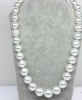 huge 2212 14mm natural south sea white round pearl necklace 14k
