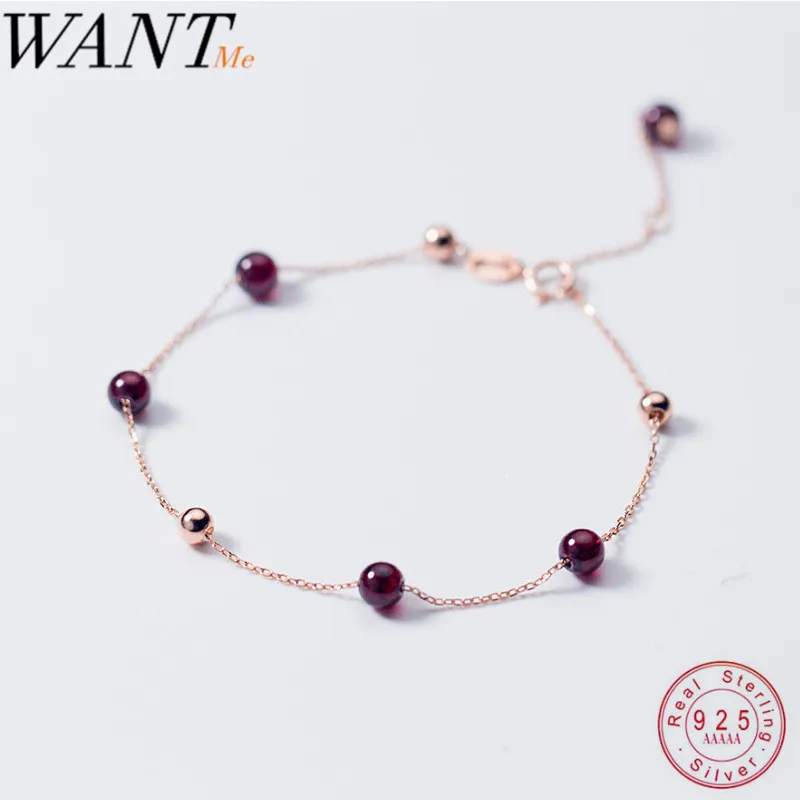 Женский браслет WANTME из 100% серебра 925 пробы с цепочкой граната вечерние ювелирные