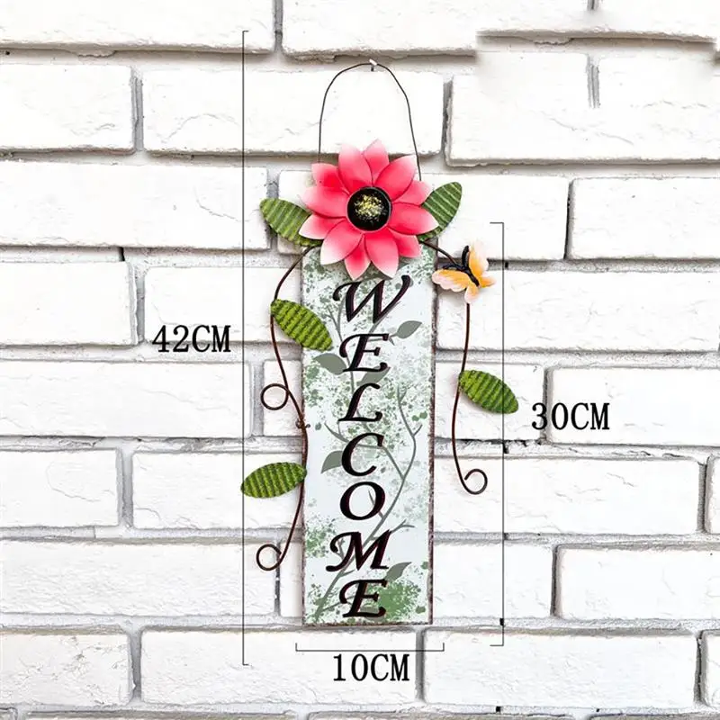 

42x10cm Courtyard Wrought Iron Hanging Wall Decoration Garden Welcome Sign Pendant Decoration For Garden Door Decoration