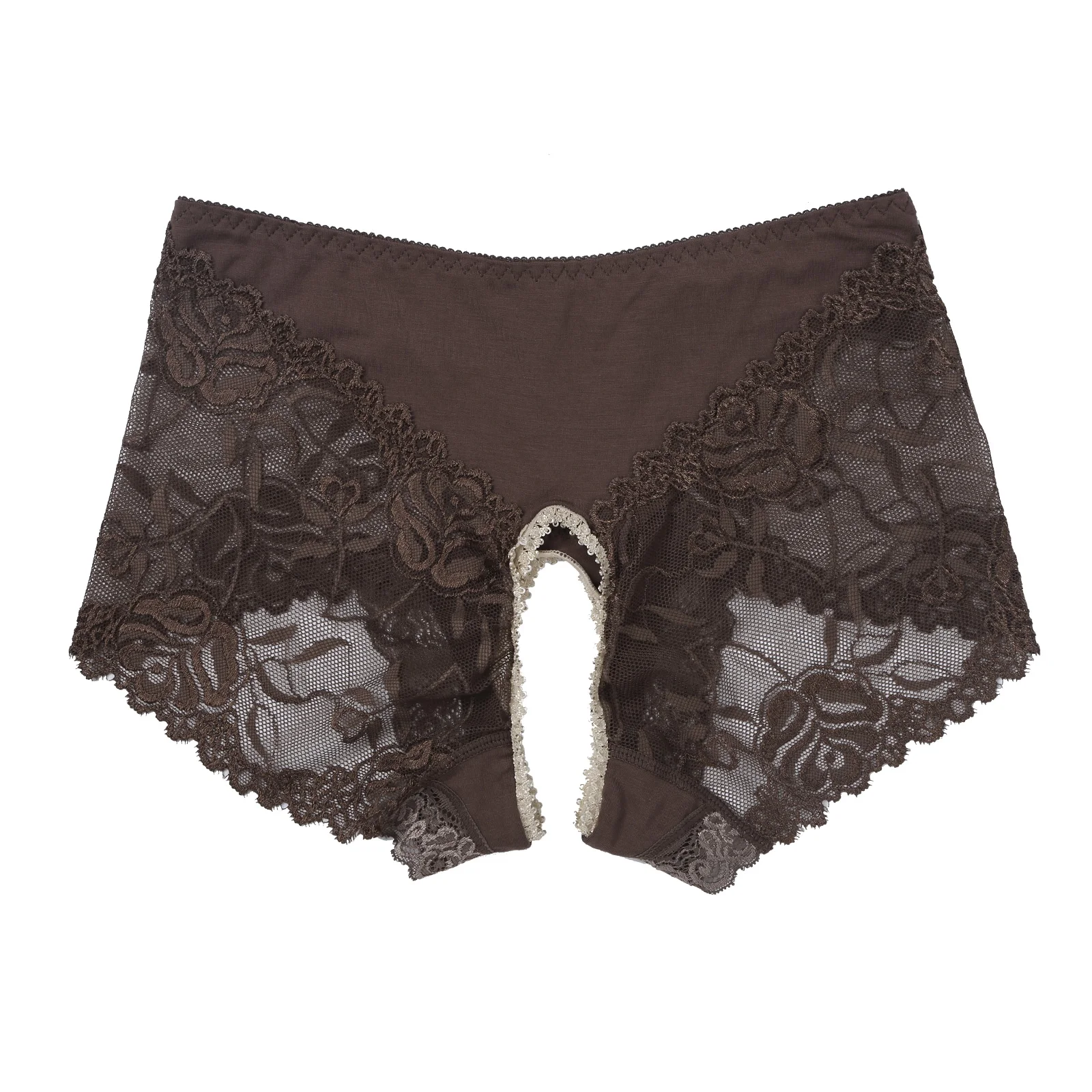 

iEFiEL Womens Ladies See Through Lace Patchwork Lingerie Panties Open Crotch Crotchless Briefs Sissy Underpants Underwear