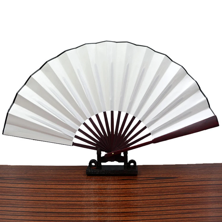 

2 Size Silk Cloth Blank Chinese Folding Fan Wooden Bamboo Antiquity Folding Fan For Calligraphy Painting Home Decoration