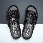 Мужские летние тапочки из натуральной кожи с перекрестными ремешками, размеры 40-45