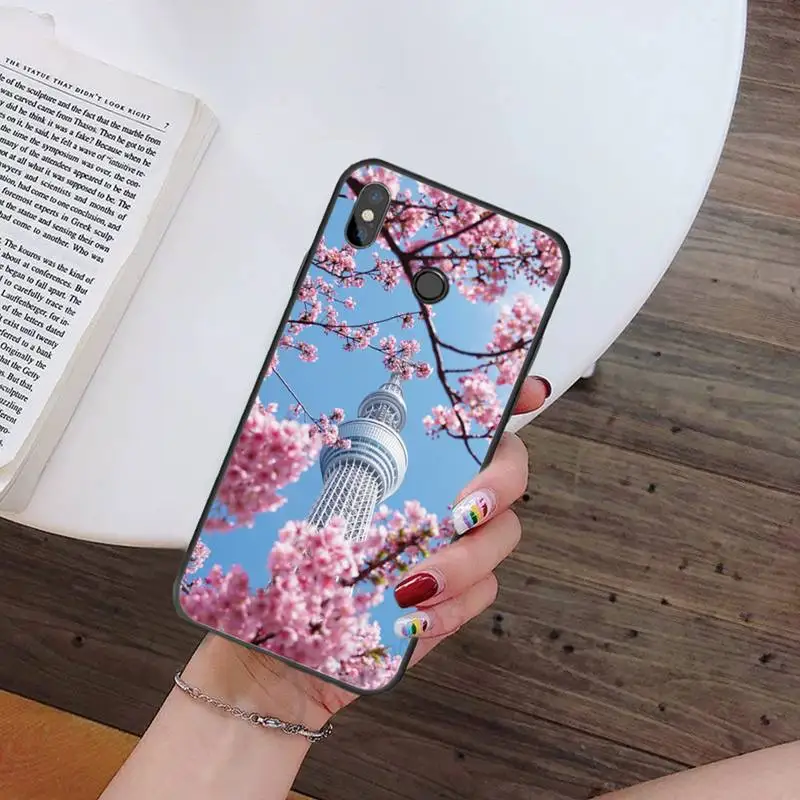 

Sakura Pink Flower pattern luxury high quality Phone Case shell For Xiaomi Redmi note 7 8 9 t k30 max3 9 s 10 pro lite