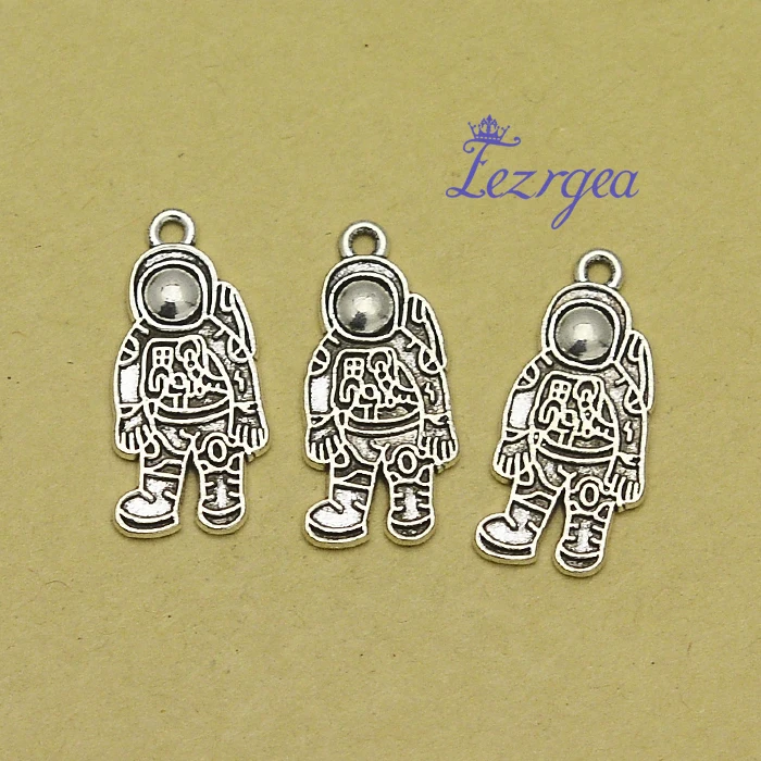 20 шт./лот 23x10 мм Astronaut cham подвески космонавта с античным посеребренным покрытием