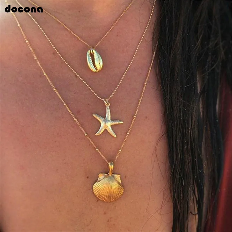 Docona богемное пляжное ожерелье с подвеской в виде морской звезды для женщин и