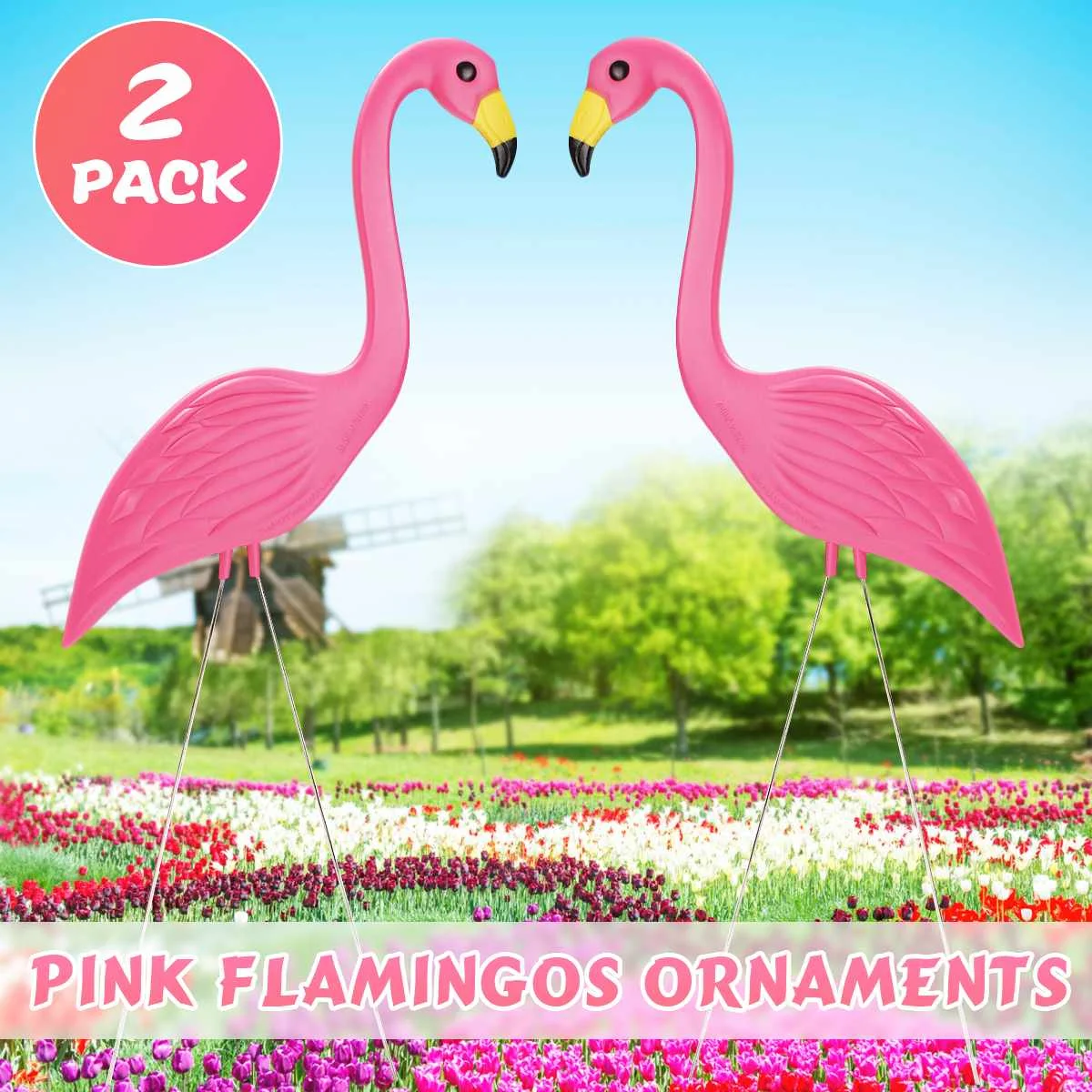 

NEW A Pair 90CM Pink Flamingo Statue Home Yard Garden Lawn Art Ornaments Decoration Plastic