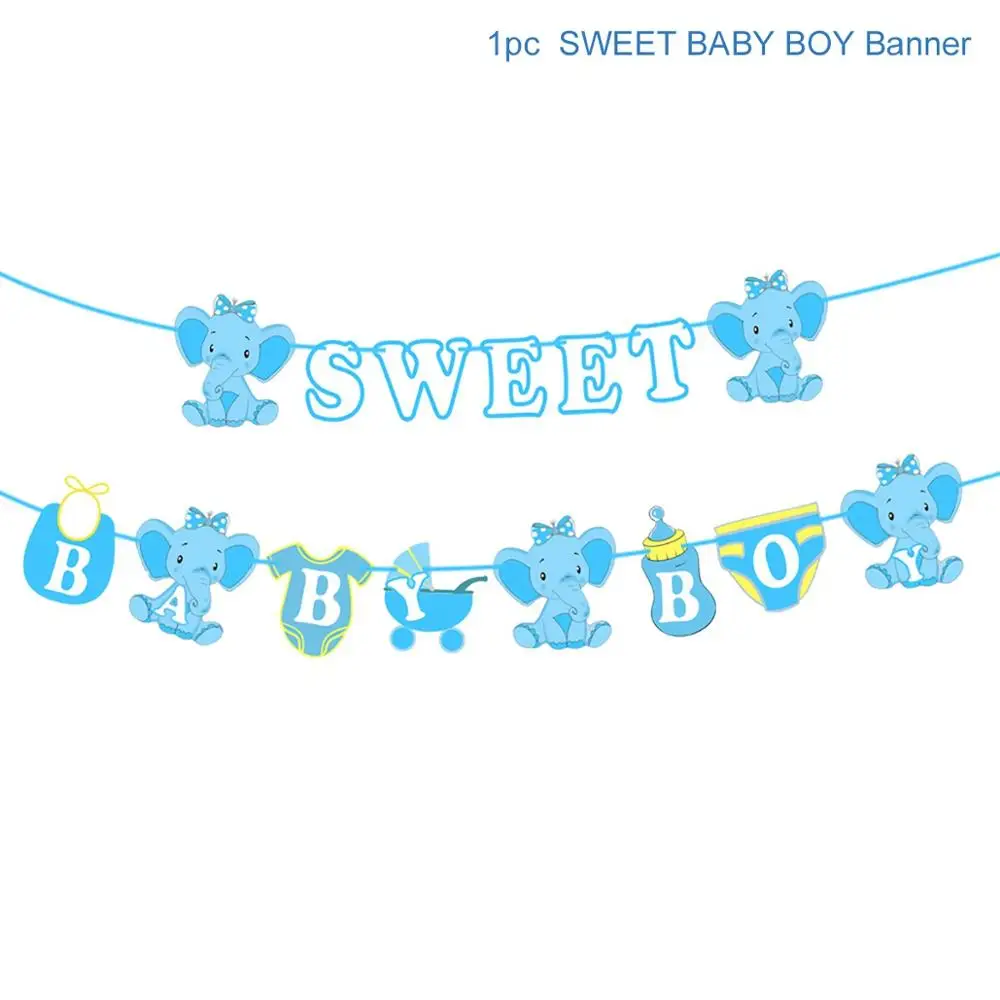 QIFU Baby Shower мальчик девочка его Девочка Синий Розовый воздушные шары для украшения вечеринок первый день рождения пол раскрыть BabyShower вечерние принадлежности - Цвет: Blue Paper Banner