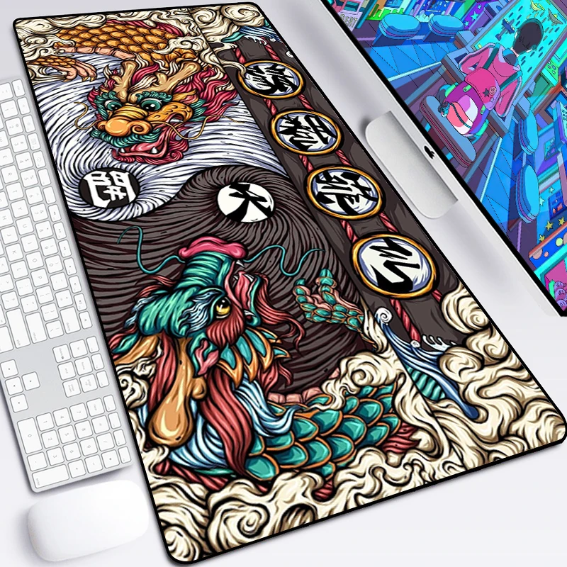 Elements of Chinese Style Mouse Pad Gaming Accessories Non-Slip Table Keyboard Desk Mat Gamer PC Rubber Carpet Dragon Mousepad | Компьютеры