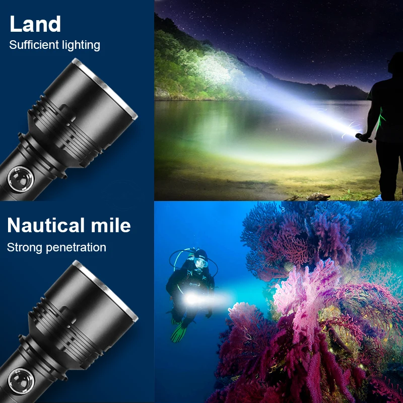 Super XHP90.3 Most Powerful Diving Flashlight IPX8 Waterproof Scuba Dive Led torch XHP90 High power fishing Underwater Lantern | Освещение