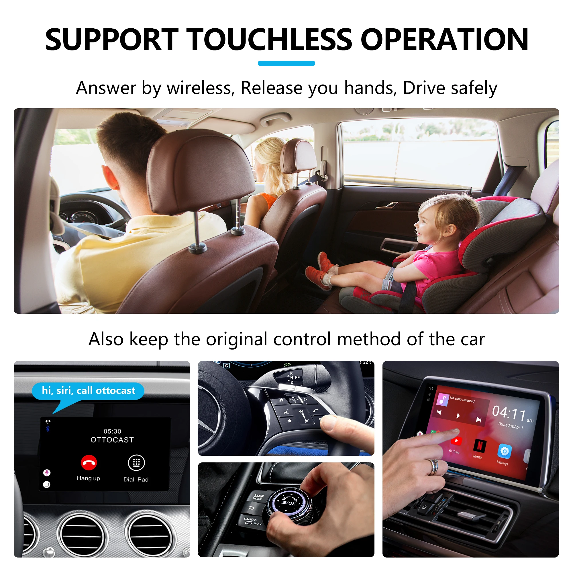 U2-Smart CarPlay AI коробка 4 ядра Гб + 32 ГБ Android Carplay адаптер мультимедийный плеер Зеркало