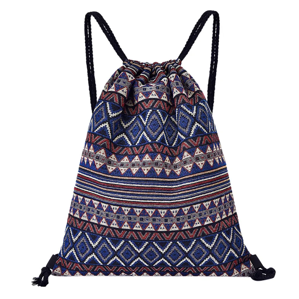 Холщовый Рюкзак на шнурке для женщин винтажный школьный ранец студентов