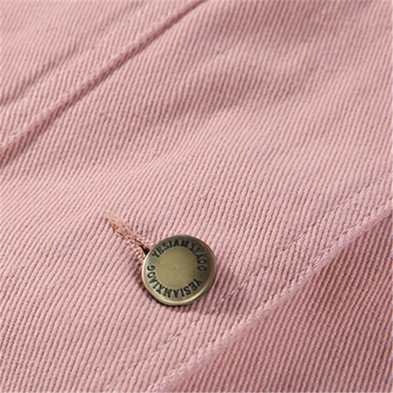 

Spring Autumn Female Denim Jacket Single-Breasted Solid Color Fashion Turndown Collar Outwear