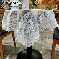 european style precision embroidered lace fabric tablecloth table flag mat coaster cover cloth set many sizes party decoration
