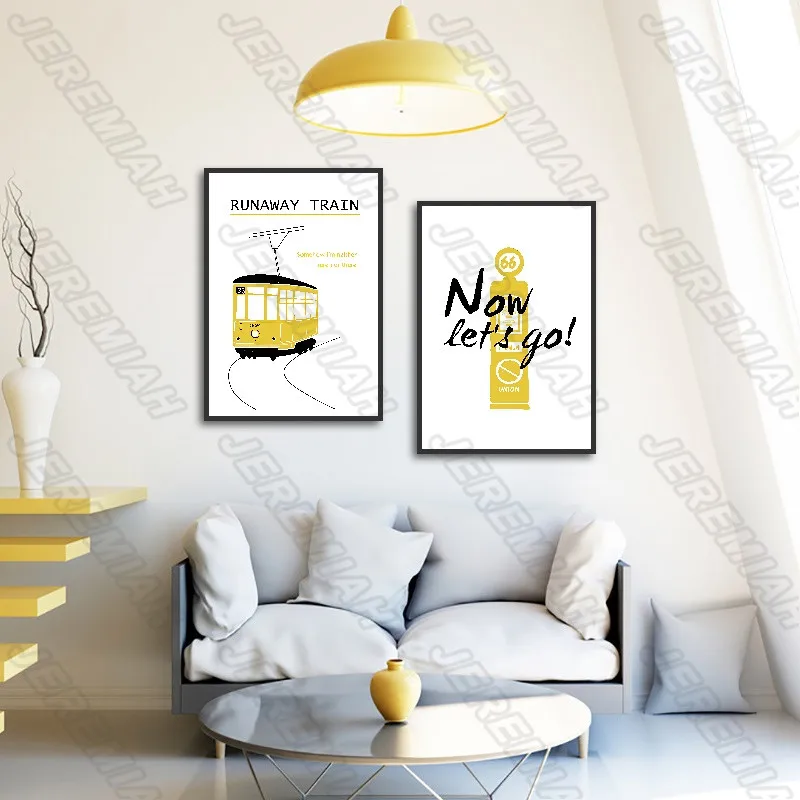 

Yellow Bus Banana Alphabet Poster Nordic Style Wall Art Canvas Print Painting Modern Living Room Decoration