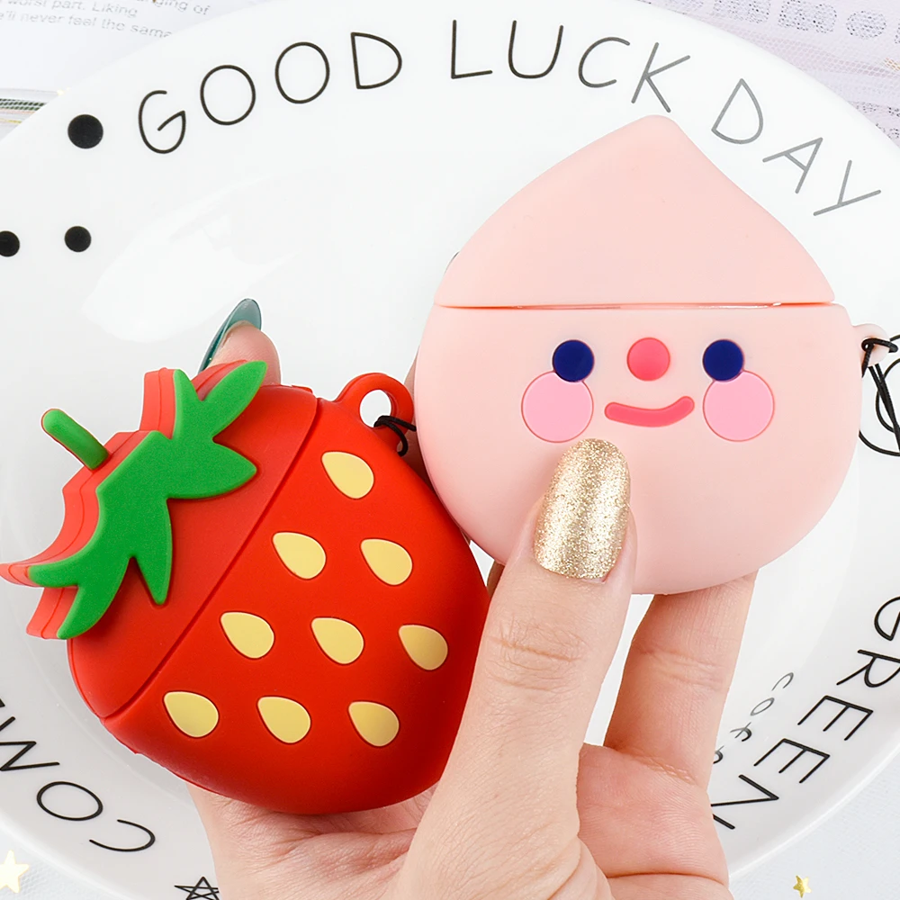 Симпатичные чехлы для наушников с авокадо клубникой персиком AirPods 2 Air Pods 1