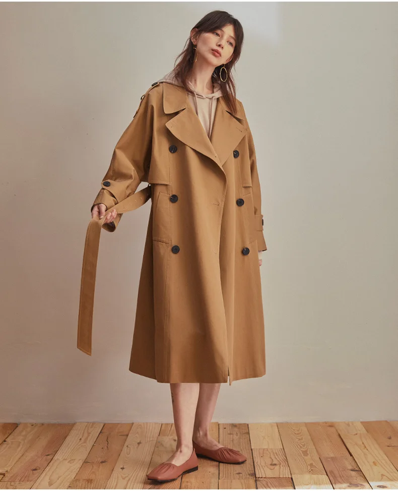 

Drape windbreaker women's mid-length 2021 autumn new product loose temperament coat coat Korean version