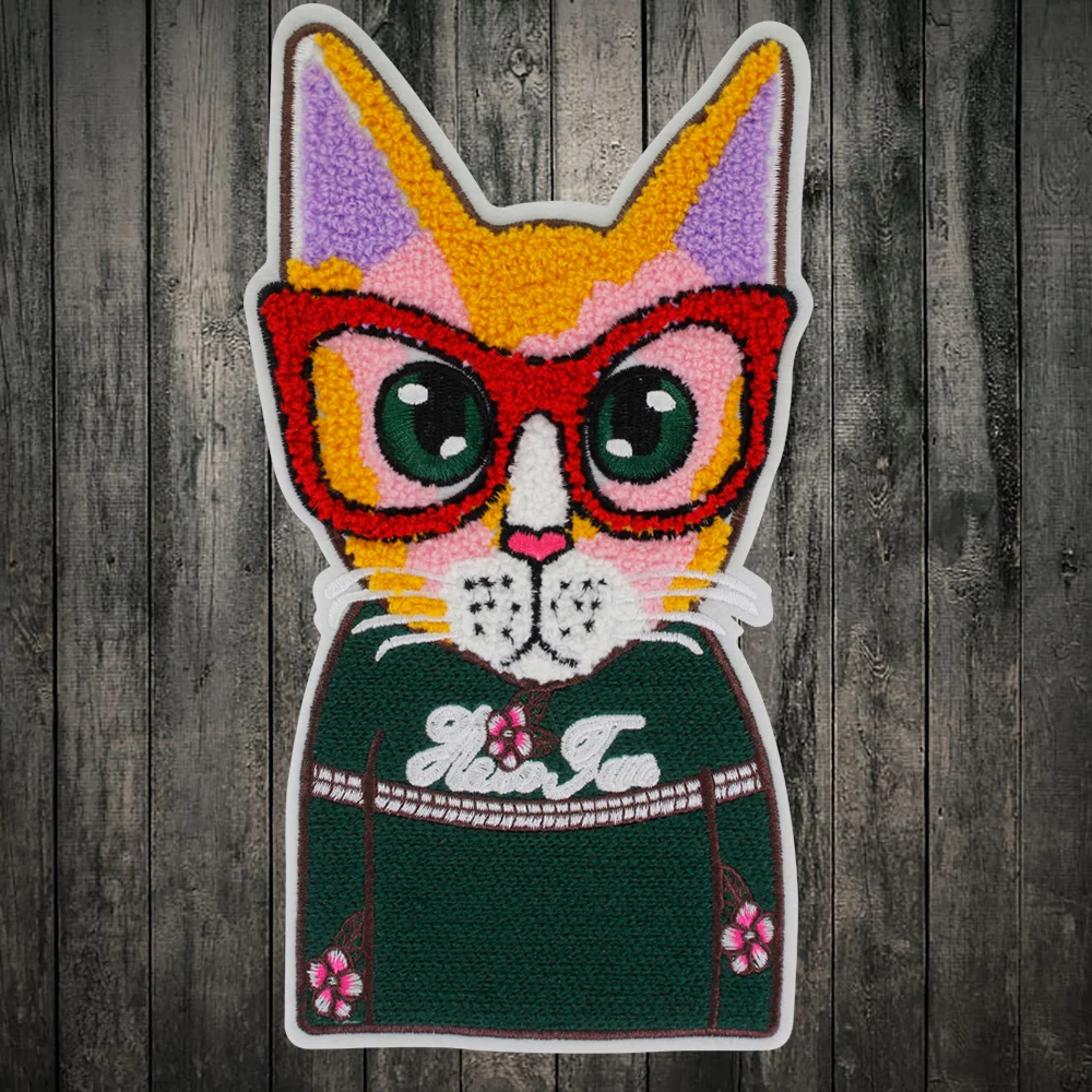 Вышитая нашивка с котом крутые Мультяшные нашивки аппликация мотивы для детской