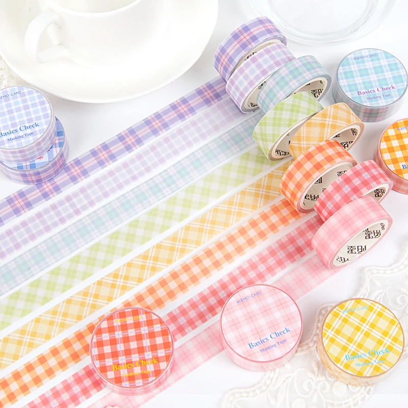 

3 Meters Candy Simple Grids Wahi Paper Masking Tape Album Notebook Craft Decor