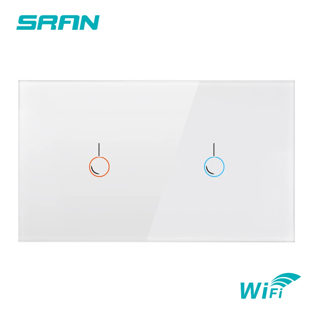 Настенный Беспроводной Выключатель SRAN английская 2 клавиши Wi Fi сенсорный