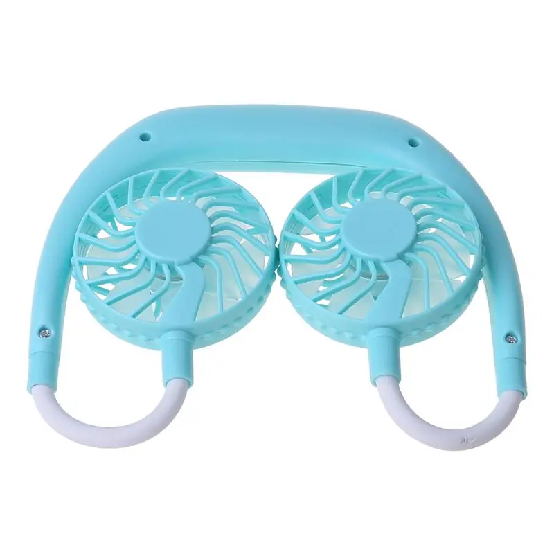 

Portable USB Rechargeable Dual Head Neck Hanging Fan Mini Air Cooler 3 Speed Adjustable for Traveling Outdoor Office
