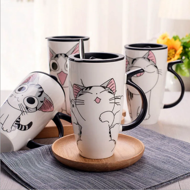

Керамическая кофейная кружка с изображением кошки, большая емкость, 600 мл, кружки с животными, креативная посуда для напитков, чашки для кофе...