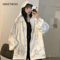 kawaii hoodies women korean style zip up hoodie 2021 fashion ladies sweatshirt long sleeve cute top harajuku pullover