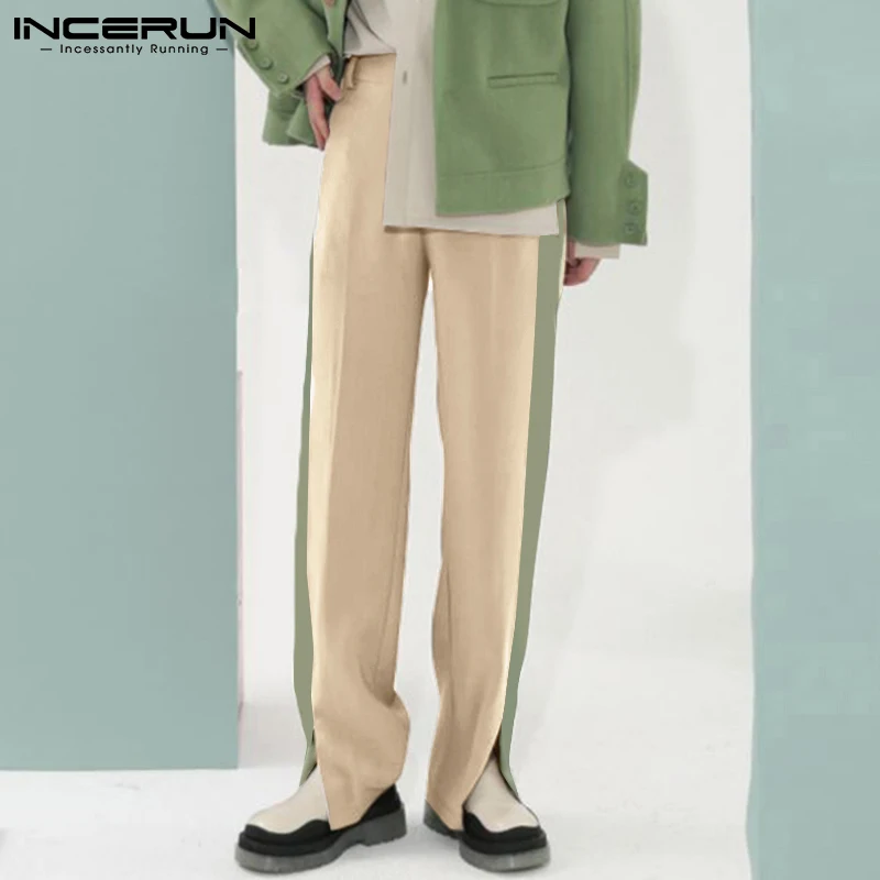 

Fashion Men Casual Pants Patchwork Joggers Button Loose 2021 Wide Leg Trousers Men Streetwear Leisure Pantalones S-5XL INCERUN