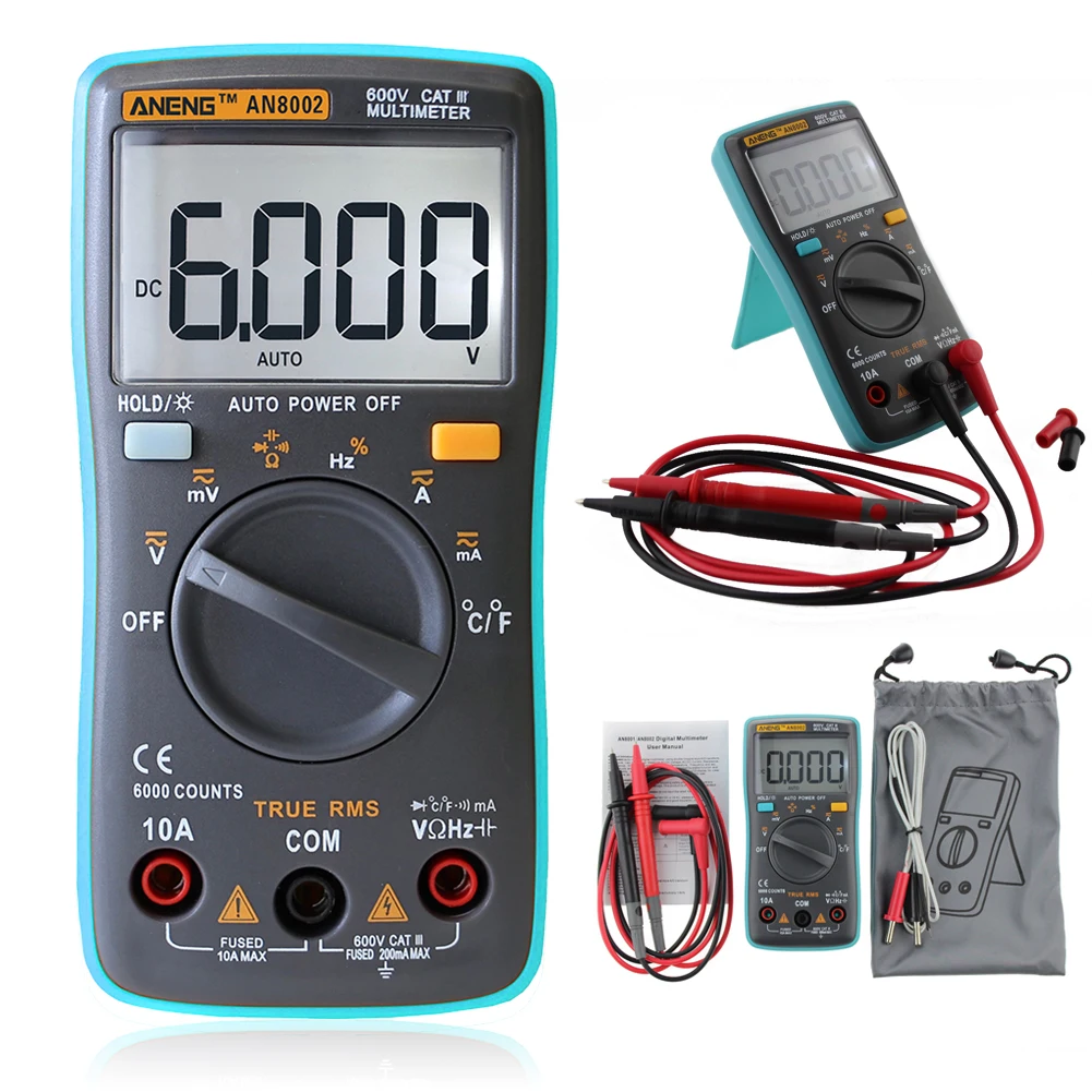 

ANENG Digital Multimeter 6000Counts Backlight AC/DC Ohm Ammeter Temperature