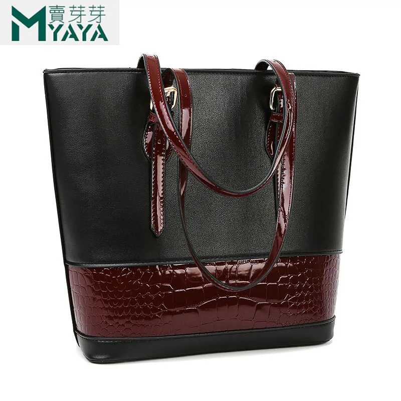 Женская сумка-ведро MAIYAYA вместительная сумка на плечо с узором под крокодиловую