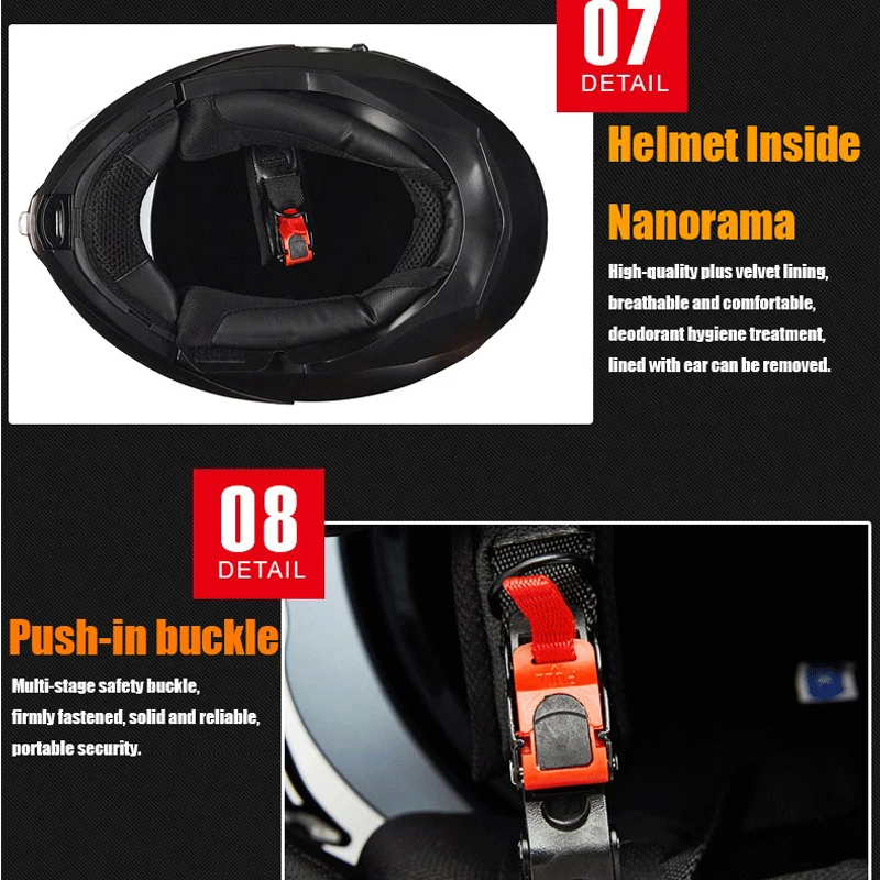 Мотоциклетный шлем двойная линза GXT 160 закрывающий лицо черный белый XXL |