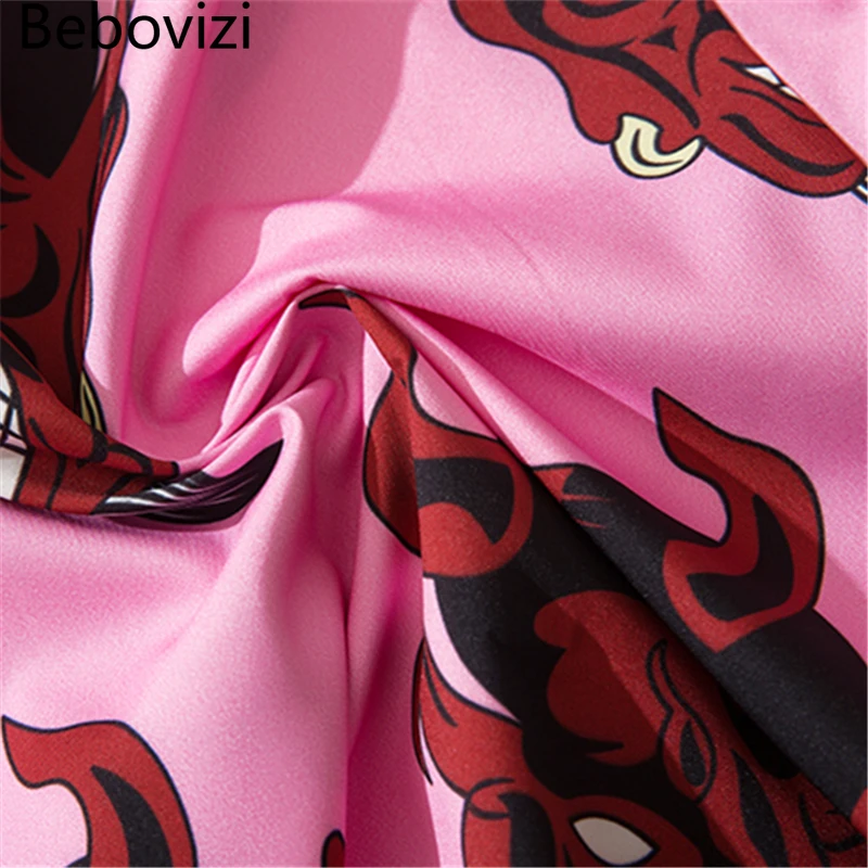 

Vintage Japanese Harajuku Demon Print Elastic Waist Pants Pink Thin Kimono Pants Women Men Casual Traditional Harem Trousers