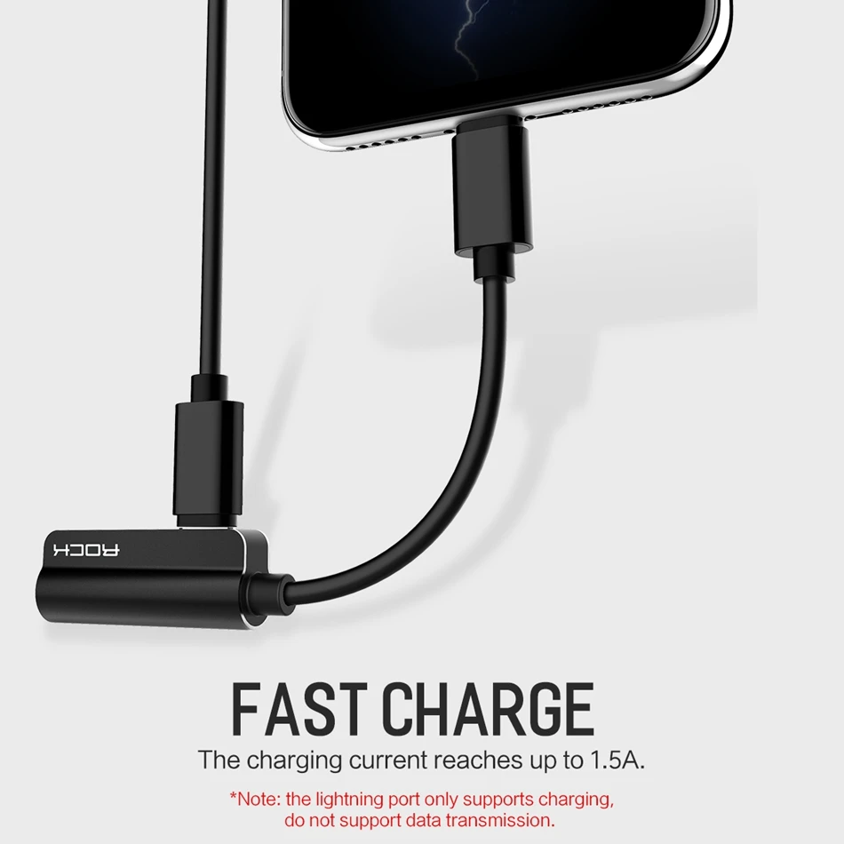 ROCK для Lightning до 3,5 мм аудио адаптер, разъём для зарядки конвертер для iPhone 7 8 X Кабель разветвитель освещения для освещения OTG