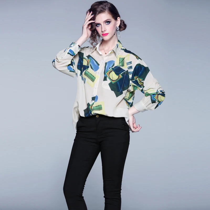 Женские топы и блузки Мода 2019 Весенняя дизайнерская подиумная блуза с длинным