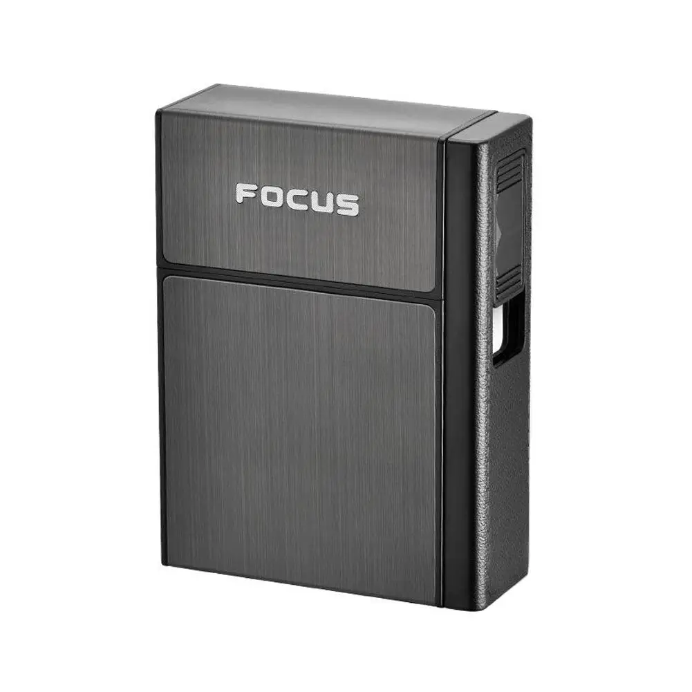 Black 20-pack металлический чехол для сигарет USB Заряженная Электронная зажигалка креативная коробка для сигарет держатель для сигарет - Цвет: Black