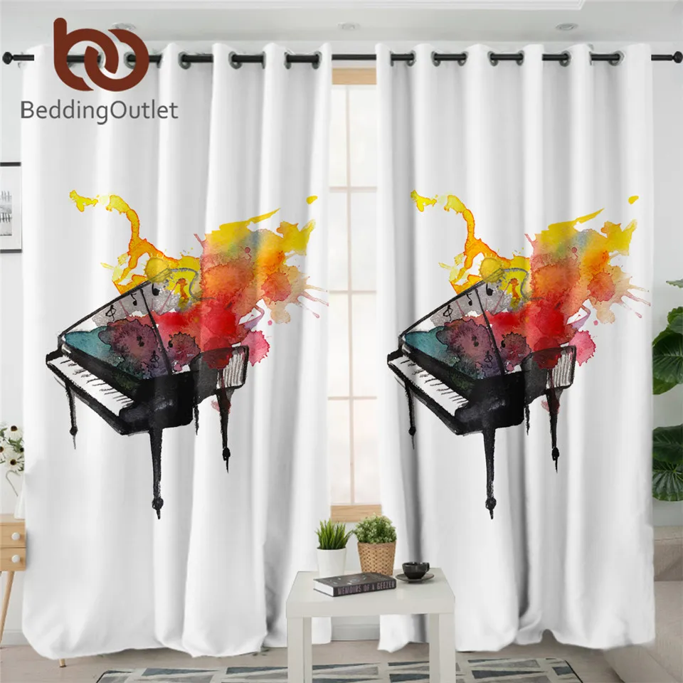 Занавеска BeddingOutlet для пианино Кухонная штора на окна с акварелью Молодежная