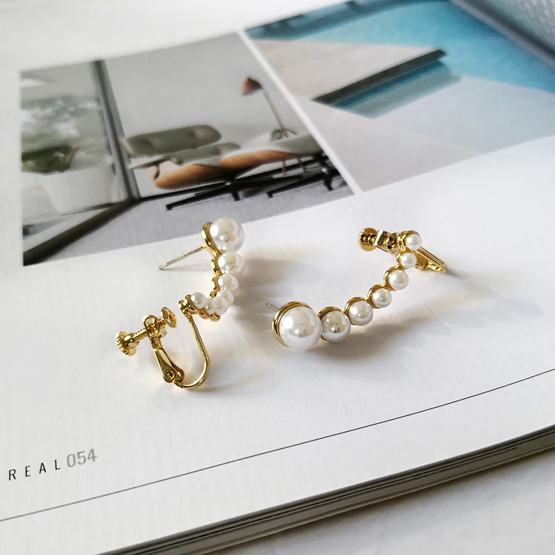 Серьги-гвоздики Peri'sBox из 2019 золота с жемчугом разных размеров круглые серьги