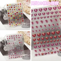 new craft transparent bottom nail art 3d nail art sticker red heart fruit peach cherry strawberry adhesive nail art decoration