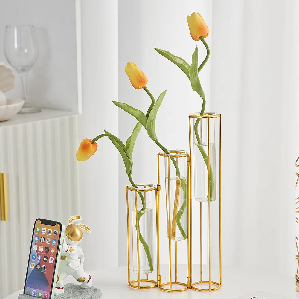 

Decoration Home Glass Hydroponic Three Test Tube Vase Bathroom Living Room Accessories Terrarium Office Decoranime