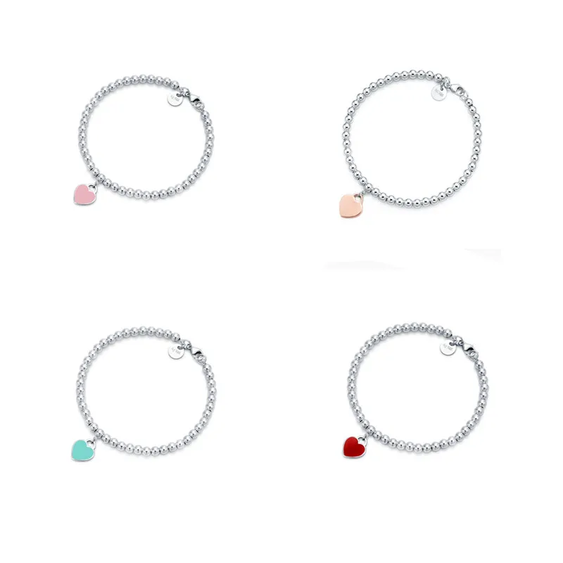 Женский классический браслет из серебра 100% пробы модный с подвеской 4 мм Love