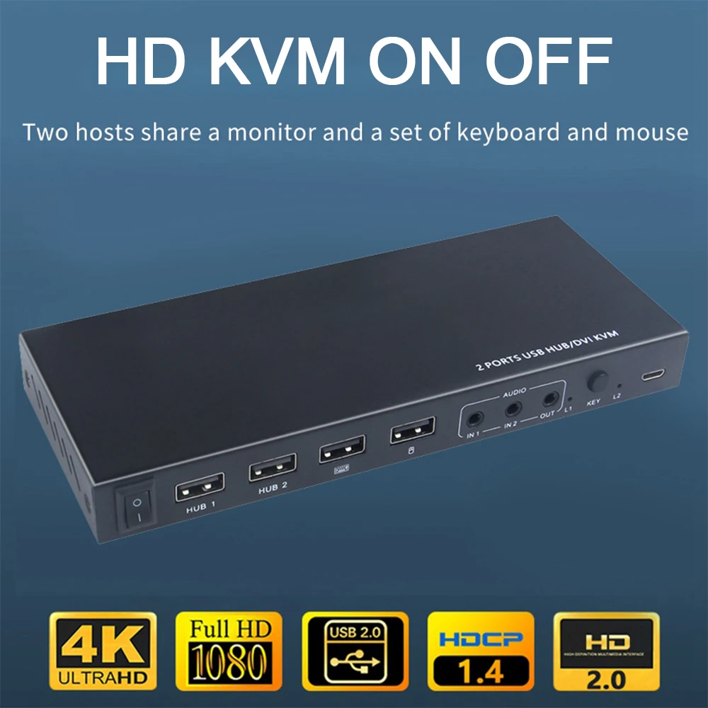 

2-Port DVI KVM Switch with Audio Support 4K60HZ Resolution DVI-D Dvi Kvmi Switch Dvi Switch 2 Into 1 Dvi Cable DVI-D